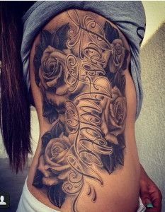 Black And White Rose Flowers Tattoo